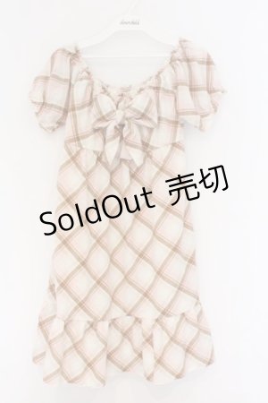 画像: LIZ LISA / チェックパフスリーブワンピース  ピンク×オフシロ O-26-03-14-1058-LO-OP-IG-OS