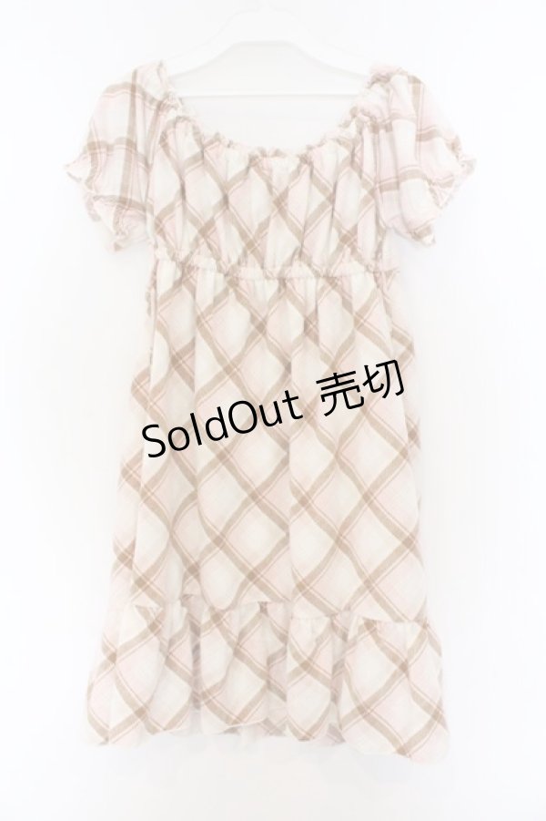 画像3: LIZ LISA / チェックパフスリーブワンピース  ピンク×オフシロ O-26-03-14-1058-LO-OP-IG-OS (3)