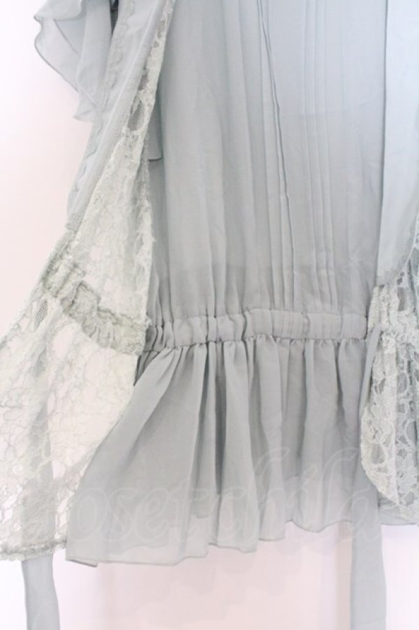 画像2: axes femme / レースベストレイヤード風ブラウス M ミント O-26-03-14-1061-AX-BL-IG-OS (2)