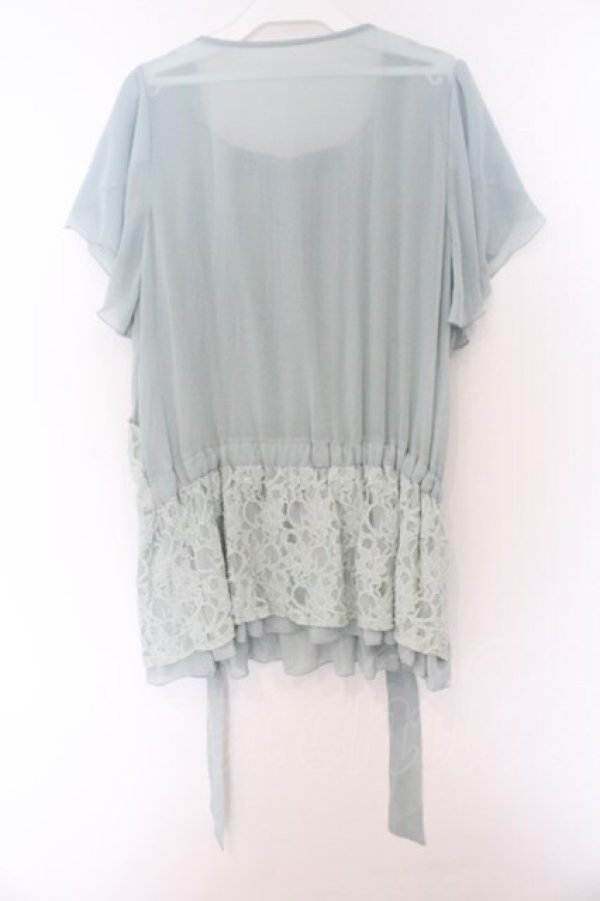 画像3: axes femme / レースベストレイヤード風ブラウス M ミント O-26-03-14-1061-AX-BL-IG-OS (3)
