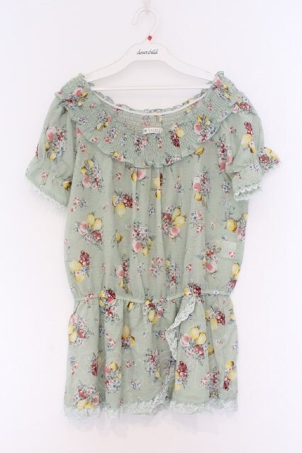 画像1: axes femme / フルーツ柄チュニック  ミント O-26-03-14-1063-AX-TO-IG-OS (1)