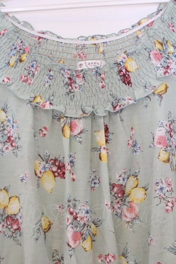 画像2: axes femme / フルーツ柄チュニック  ミント O-26-03-14-1063-AX-TO-IG-OS (2)