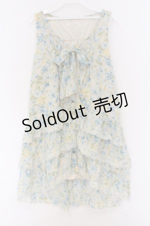 画像: axes femme / 花柄シフォンワンピース M ベージュ×ブルー O-26-03-14-1068-AX-OP-IG-OS