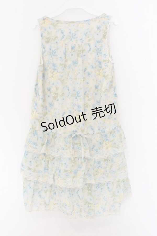 画像3: axes femme / 花柄シフォンワンピース M ベージュ×ブルー O-26-03-14-1068-AX-OP-IG-OS (3)