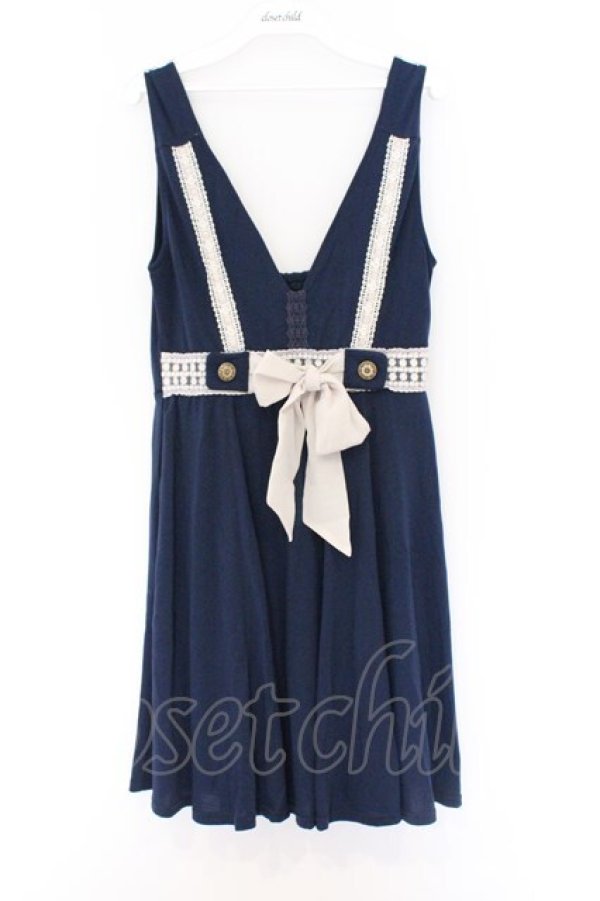画像1: axes femme / はしごレースカットワンピース M ネイビー O-26-03-14-1069-AX-OP-IG-OS (1)