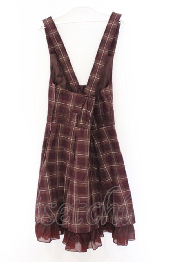 画像3: axes femme / チェック柄ジャンドレ M ワイン O-26-03-14-1075-AX-OP-IG-OS (3)
