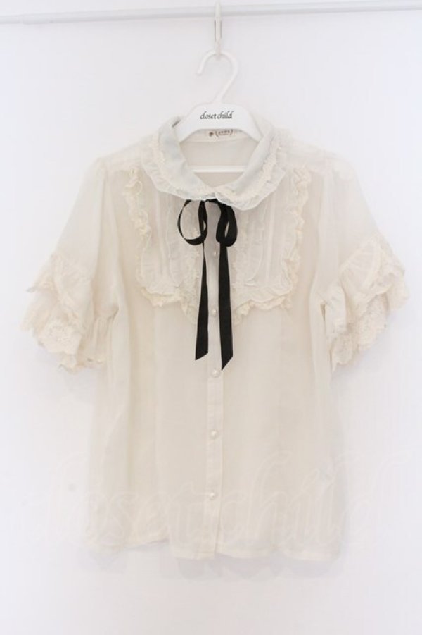 画像1: axes femme / シアーフリル丸襟ブラウス F オフシロ O-26-03-14-1076-AX-BL-IG-OS (1)