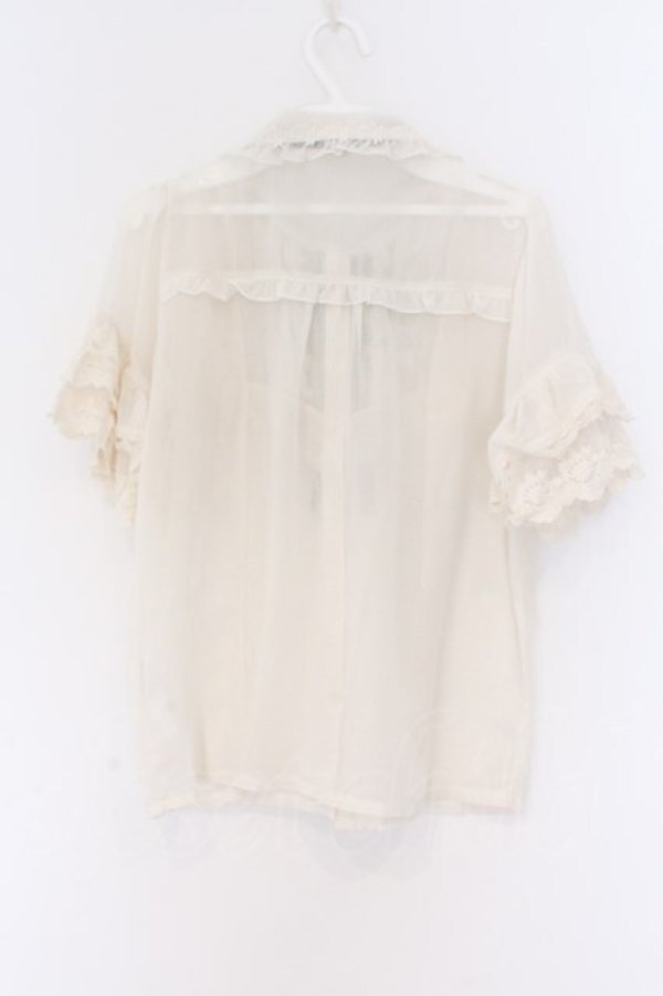 画像3: axes femme / シアーフリル丸襟ブラウス F オフシロ O-26-03-14-1076-AX-BL-IG-OS (3)