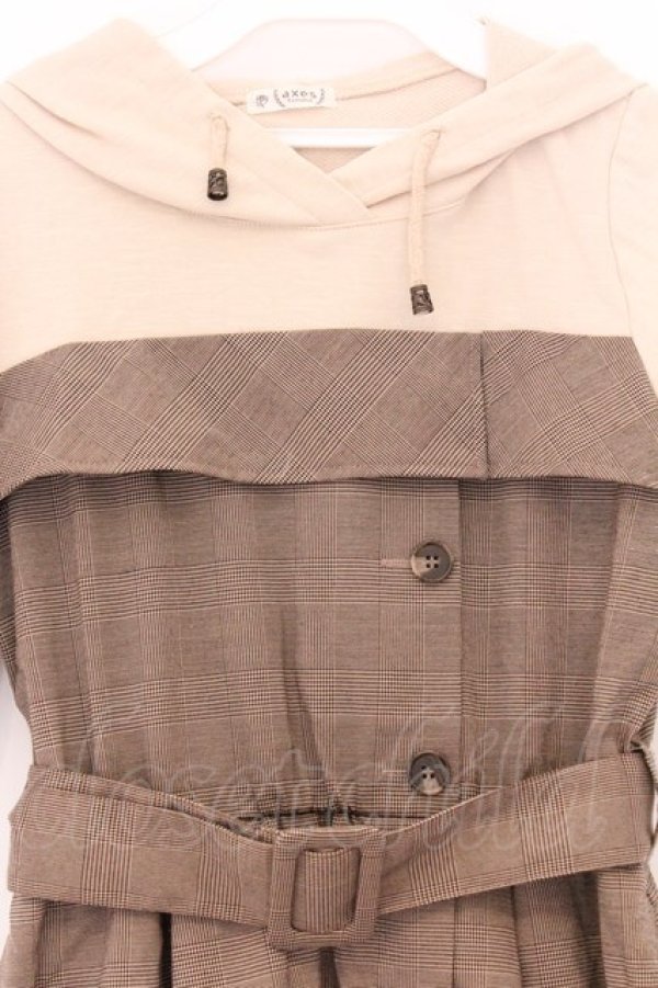 画像2: axes femme / パーカードッキングワンピース  ベージュ O-26-03-14-1082-AX-OP-IG-OS (2)