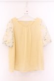 画像1: axes femme / 袖チュール刺繍トップス M イエロー O-26-03-14-1083-AX-TO-IG-OS (1)
