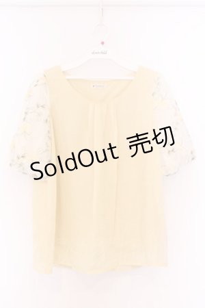 画像: axes femme / 袖チュール刺繍トップス M イエロー O-26-03-14-1083-AX-TO-IG-OS