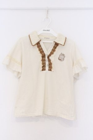 画像: axes femme / ネコ刺繍ポロシャツ M アイボリー O-26-03-14-1084-AX-TO-IG-OS