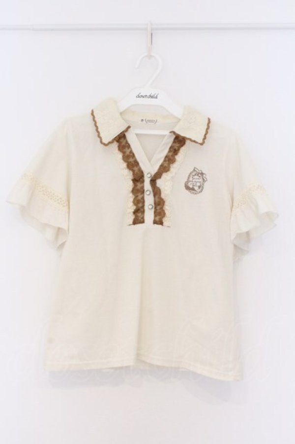 画像1: axes femme / ネコ刺繍ポロシャツ M アイボリー O-26-03-14-1084-AX-TO-IG-OS (1)