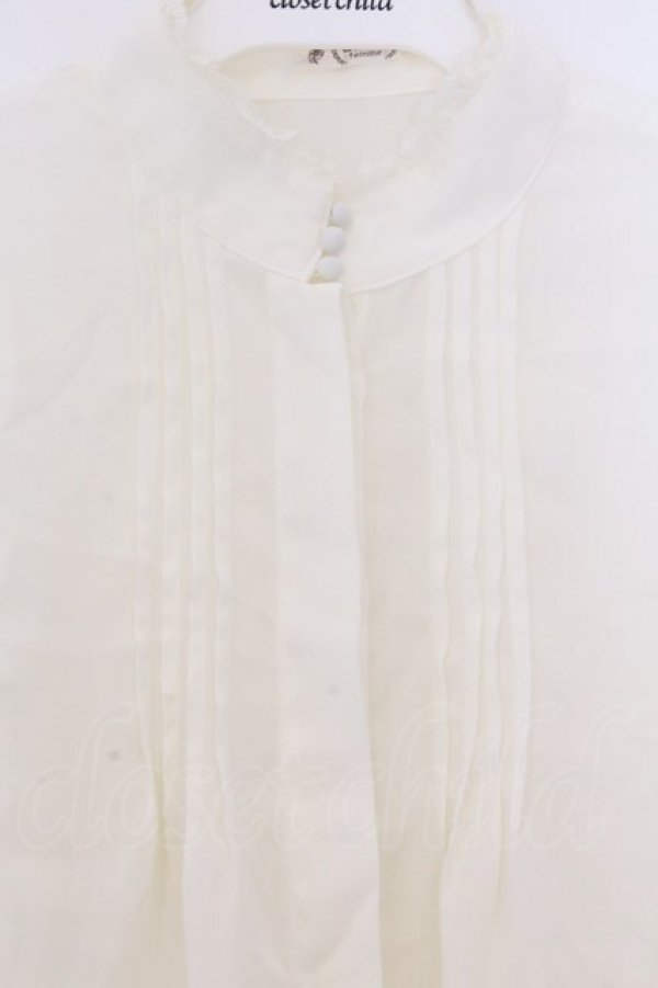 画像2: axes femme / ブローチ付スタンドカラーブラウス【ブローチ欠品】  オフシロ O-26-03-14-1085-AX-BL-IG-OS (2)