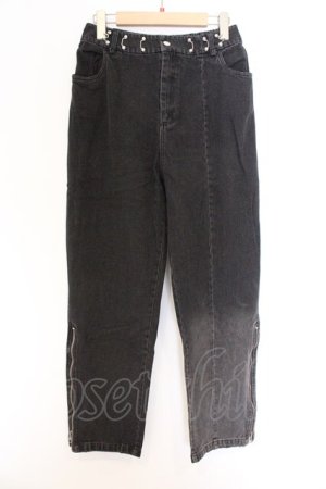 画像: NieR Clothing / ホックタック裾ZIPPER DENIM PANTS パンツ  ブラック O-26-03-14-1009-PU-PA-IG-OS