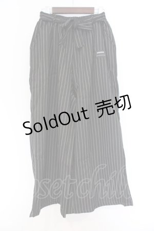 画像: NieR Clothing / 防寒内側フリースSTRIPE WIDE PANTS パンツ  ブラック O-26-03-14-1012-PU-PA-IG-ZT498