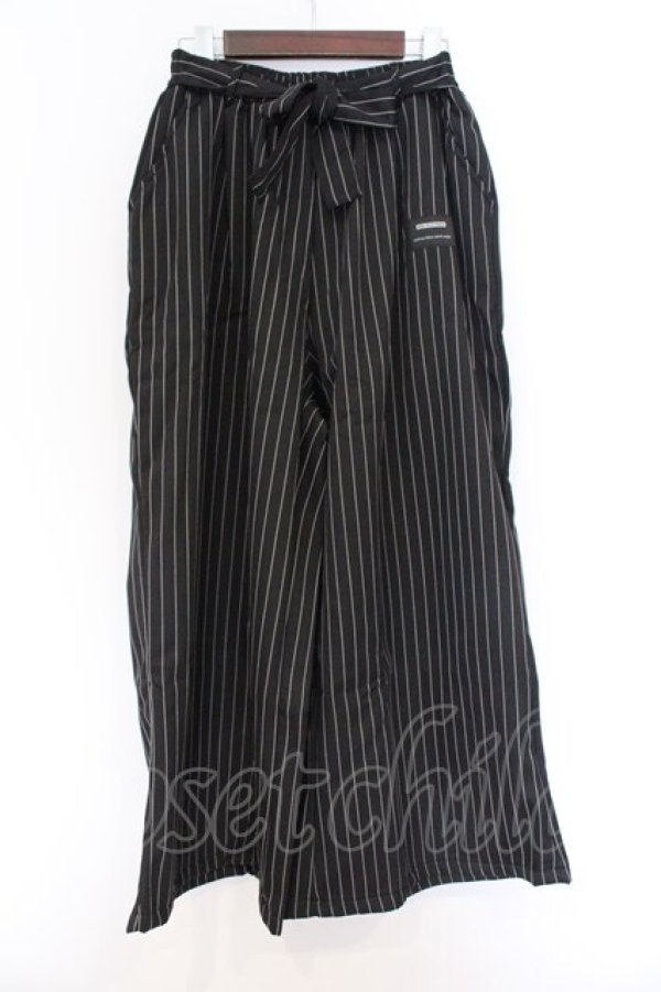 画像1: NieR Clothing / 防寒内側フリースSTRIPE WIDE PANTS パンツ  ブラック O-26-03-14-1012-PU-PA-IG-OS (1)
