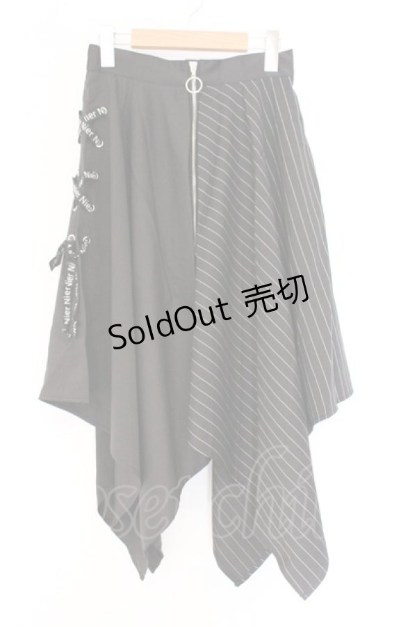 画像1: NieR Clothing / ASYMMETRY TWO-TONE SKIRT スカート  ブラック O-26-03-14-1013-PU-SK-IG-OS (1)