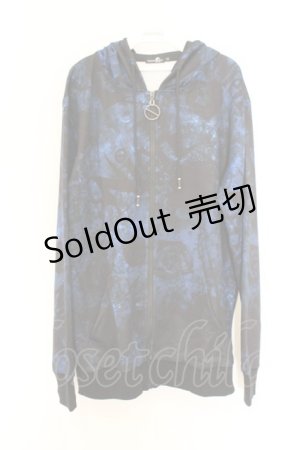 画像: NieR Clothing / 転写ZIPパーカー  ブルー×ブラック ローズ柄 O-26-03-14-1017-PU-TO-IG-OS