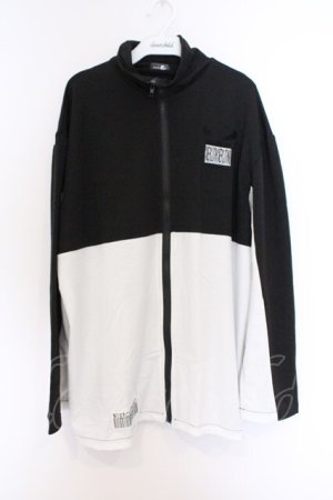 画像: NieR Clothing / ハイネックジップパーカー  ブラック×ホワイト O-26-03-14-1023-PU-TO-IG-OS