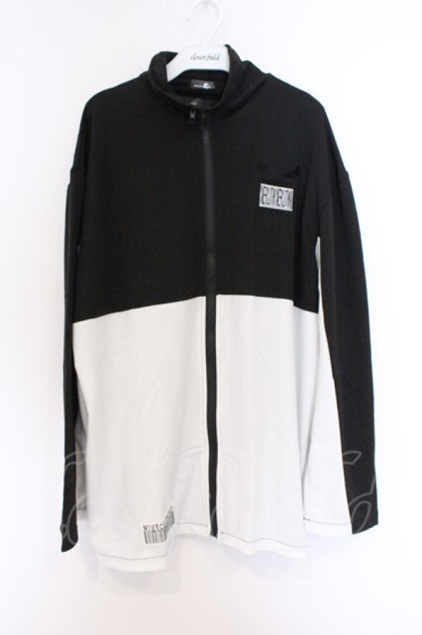 画像1: NieR Clothing / ハイネックジップパーカー  ブラック×ホワイト O-26-03-14-1023-PU-TO-IG-OS (1)