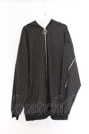 画像: NieR Clothing / ストライプZIPラインパーカー  ブラック O-26-03-14-1031-PU-TO-IG-OS