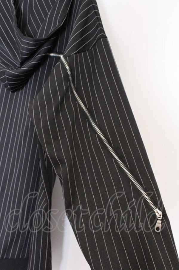画像2: NieR Clothing / ストライプZIPラインパーカー  ブラック O-26-03-14-1031-PU-TO-IG-OS (2)