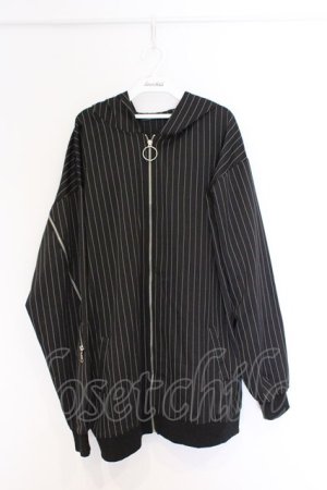 画像: NieR Clothing / ストライプZIPラインパーカー  ブラック O-26-03-14-1032-PU-TO-IG-ZT0316N