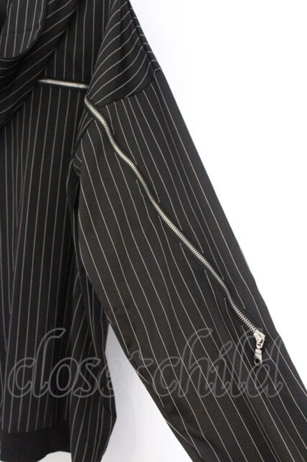 画像2: NieR Clothing / ストライプZIPラインパーカー  ブラック O-26-03-14-1032-PU-TO-IG-OS (2)