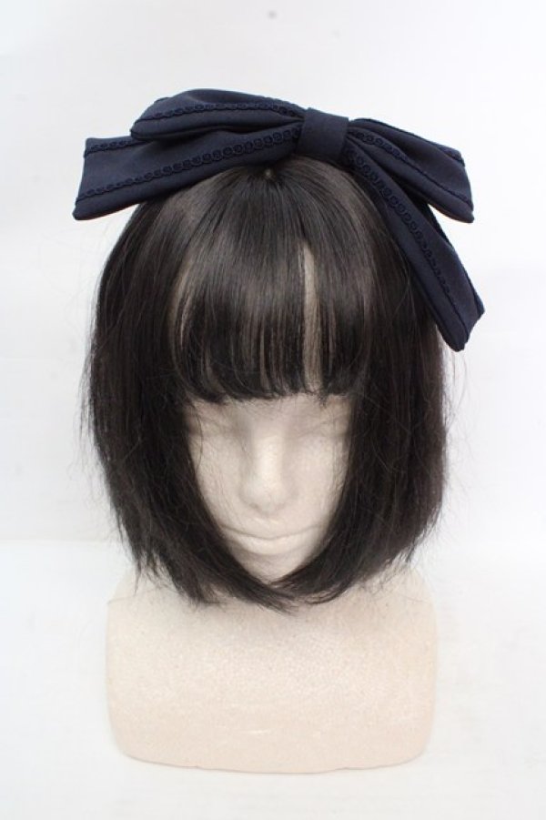 画像1: Amavel / ブレードリボンカチューシャ  ネイビー O-26-03-14-053-CA-AC-OW-OS (1)