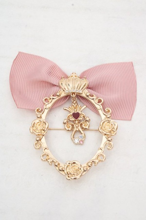 画像1: m petit by misako / AMクラウンビジューブローチ  ゴールド×ピンク O-26-03-14-069-LO-AC-OW-OS (1)