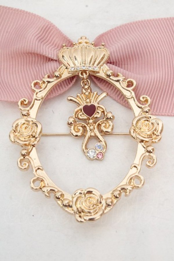 画像2: m petit by misako / AMクラウンビジューブローチ  ゴールド×ピンク O-26-03-14-069-LO-AC-OW-OS (2)