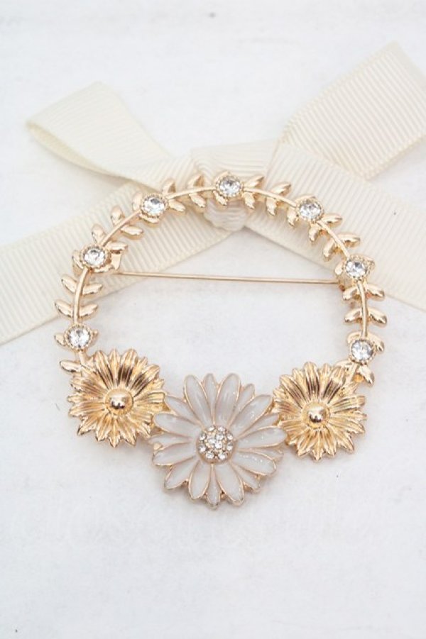 画像2: m petit by misako / AMフラワーリーフブローチ  ゴールド O-26-03-14-070-LO-AC-OW-OS (2)