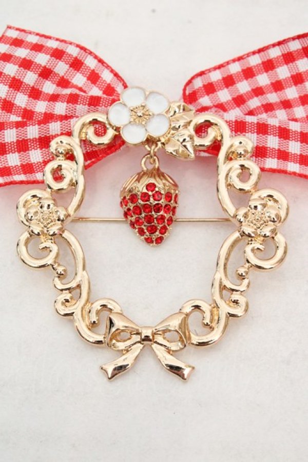 画像2: m petit by misako / AMイチゴビジューブローチ  ゴールド×アカ O-26-03-14-071-0-AC-OW-OS (2)