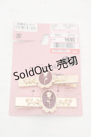 画像: m petit by misako / AMフラワー2Pクリップ  ゴールド×ワイン O-26-03-14-072-LO-AC-OW-OS