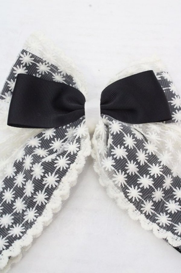 画像2: m petit by misako / TT*AMリボンクリップ  クロ×シロレース O-26-03-14-077-LO-AC-OW-OS (2)