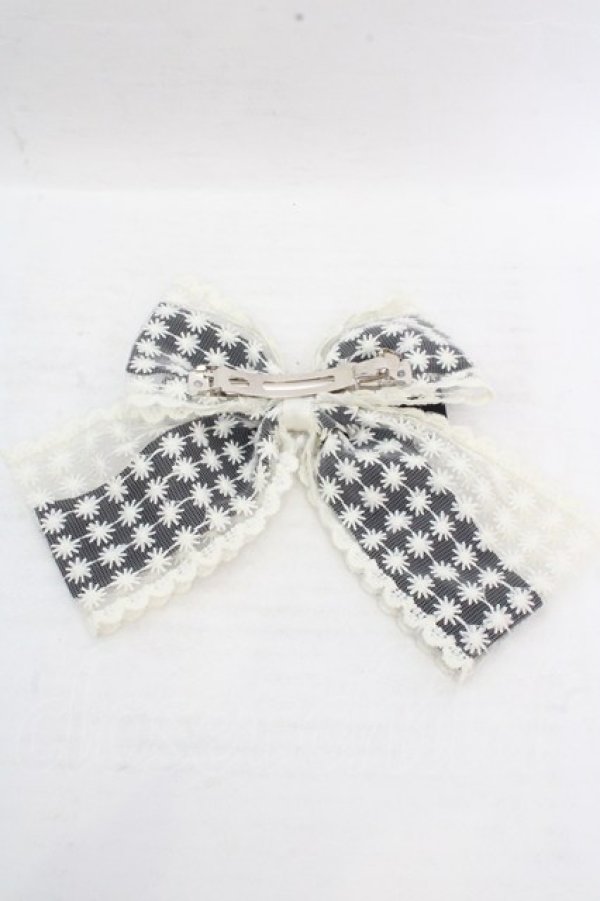 画像3: m petit by misako / TT*AMリボンクリップ  クロ×シロレース O-26-03-14-077-LO-AC-OW-OS (3)