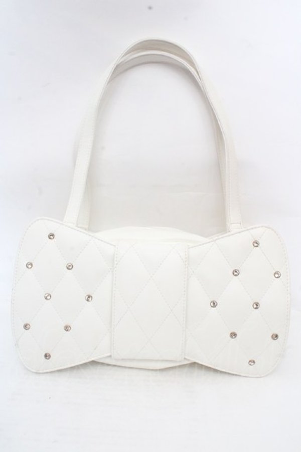 画像1: Angelic Pretty / キルティング宝石リボンバッグ  オフ O-26-03-14-010-AP-BG-IG-OS (1)