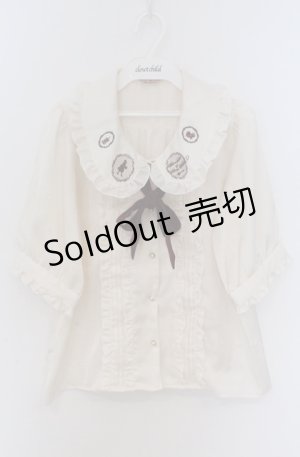 画像: Amavel / 赤ずきんモチーフ刺繍入り　配色リボンタイ付ブラウス M キナリ O-26-03-16-001-CA-BL-OW-OS