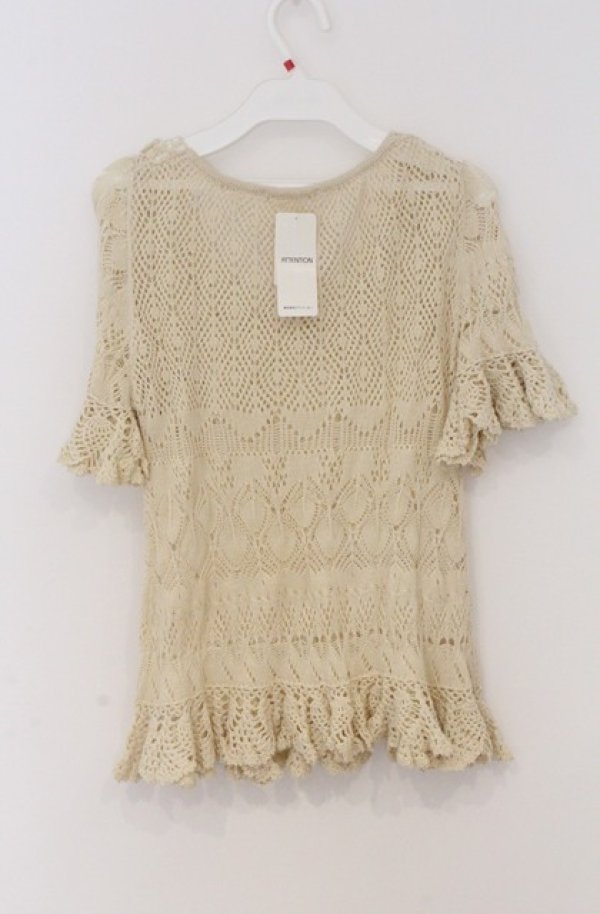 画像2: axes femme / カギ針＆パールニットプルオーバー  アイボリー O-26-03-16-040-AX-TO-IG-OS (2)