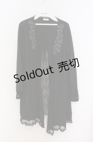 画像: axes femme / バックレースロングカーディガン  クロ O-26-03-16-042-AX-TO-IG-OS