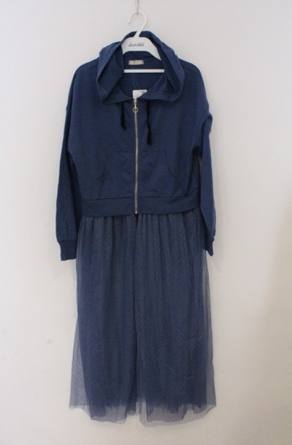 画像1: axes femme POETIQUE / チュールロングパーカー  ブルー O-26-03-16-045-AX-OP-IG-OS (1)