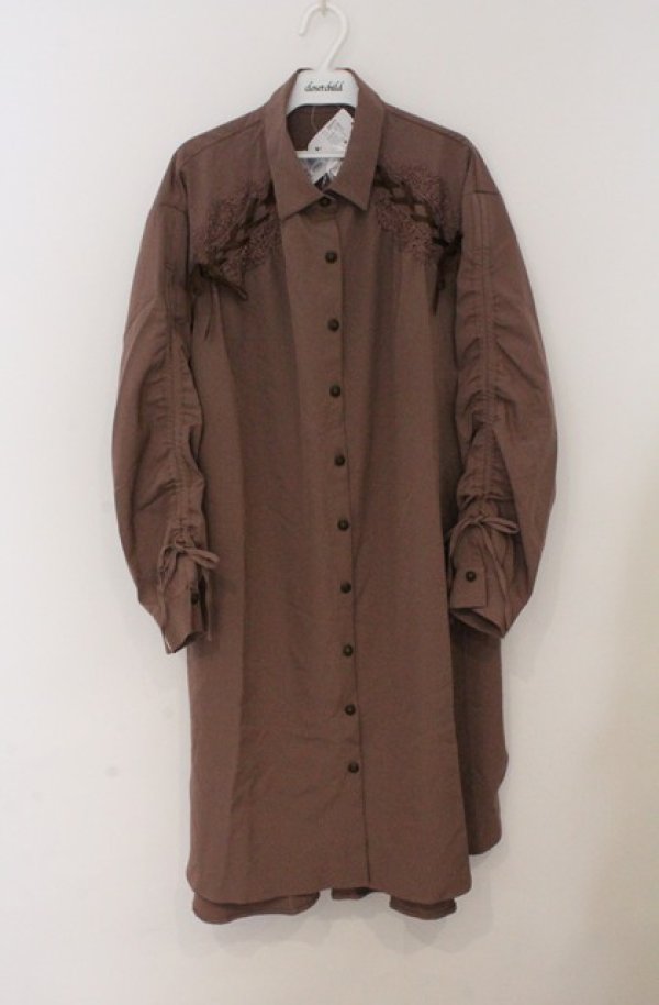 画像1: axes femme / 袖ドロストシャツワンピース M モカ O-26-03-16-047-AX-OP-IG-OS (1)