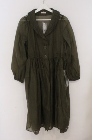 画像: axes femme POETIQUE / 刺繍襟シアーロングコート M グリーン O-26-03-16-048-AX-OP-IG-OS