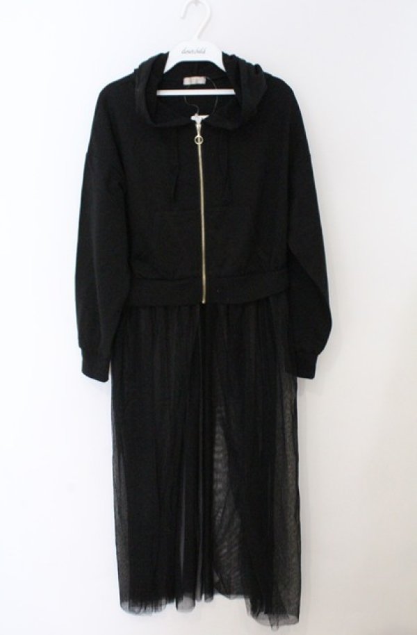 画像1: axes femme POETIQUE / チュールロングパーカー M クロ O-26-03-16-049-AX-OP-IG-OS (1)