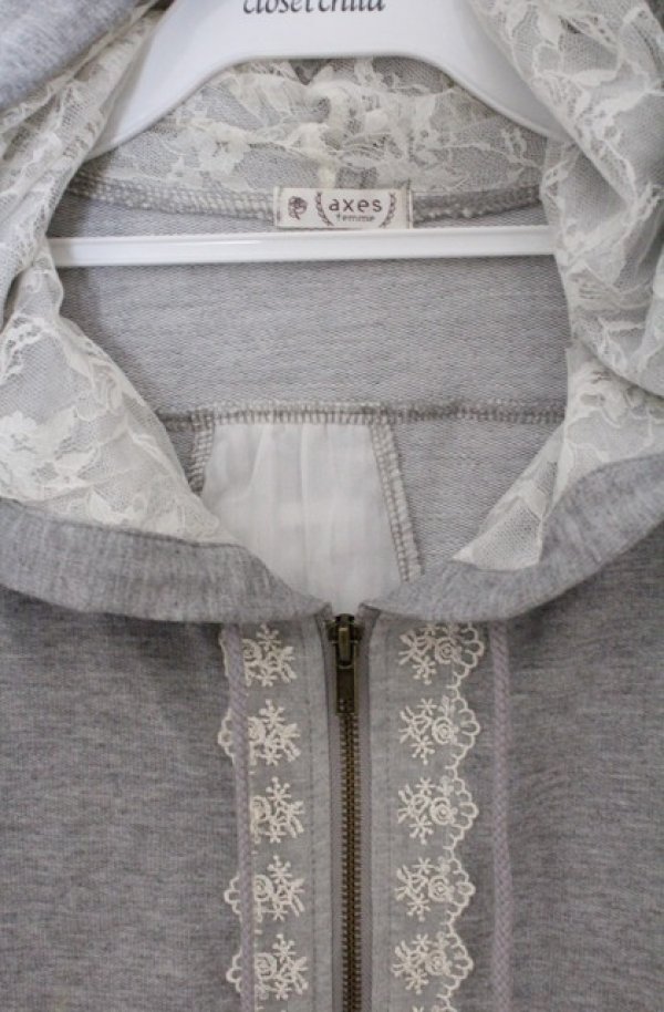 画像2: axes femme / バックチュールパーカー  グレー O-26-03-16-054-AX-TO-IG-OS (2)