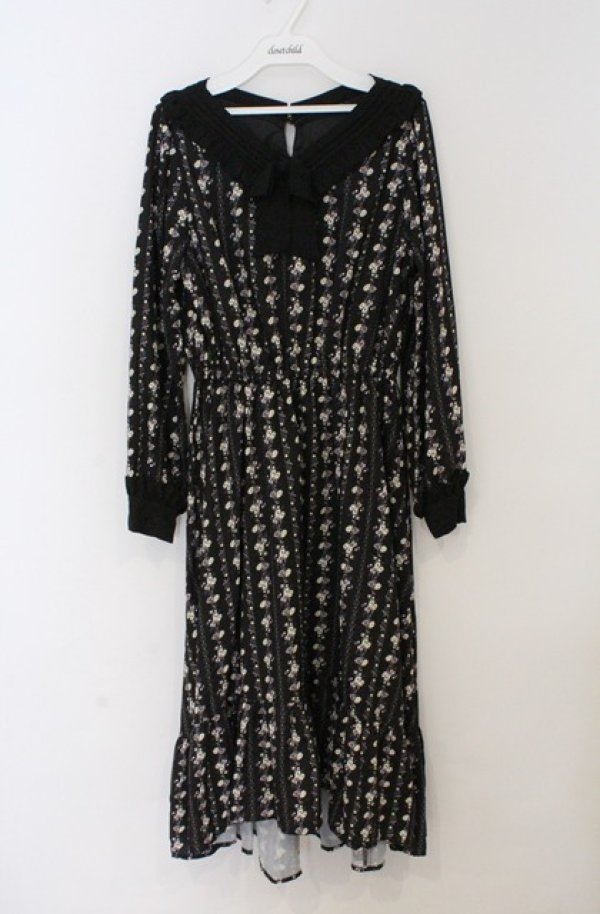 画像1: axes femme POETIQUE / フラワーレトロワンピース M クロ O-26-03-16-055-AX-OP-IG-OS (1)