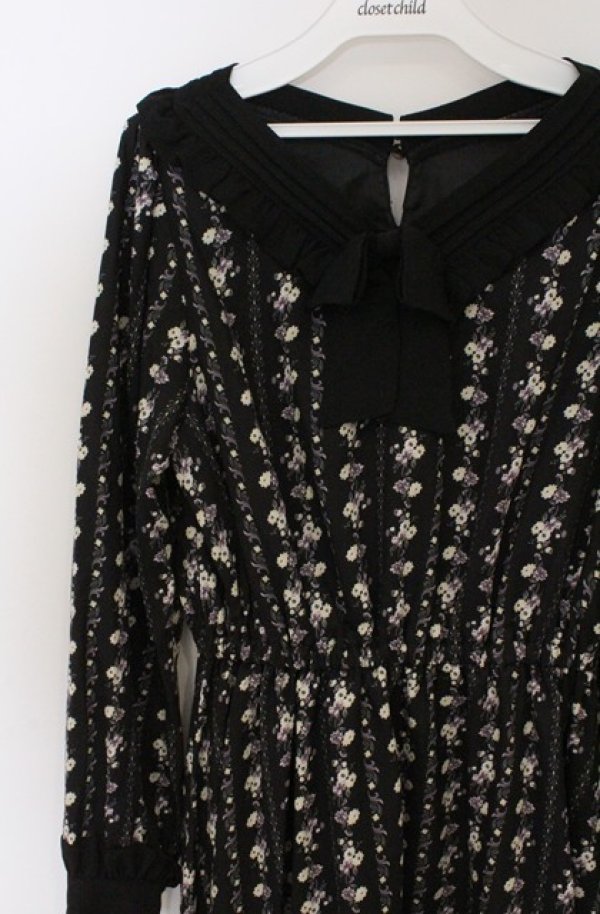 画像2: axes femme POETIQUE / フラワーレトロワンピース M クロ O-26-03-16-055-AX-OP-IG-OS (2)