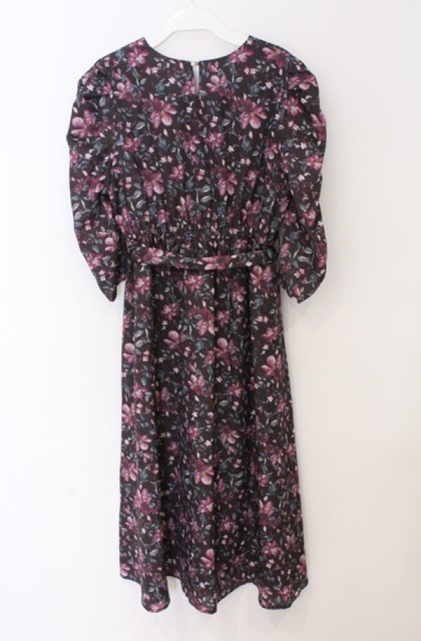 画像3: axes femme / フラワー柄Vネックワンピース M ブラウン O-26-03-16-056-AX-OP-IG-OS (3)