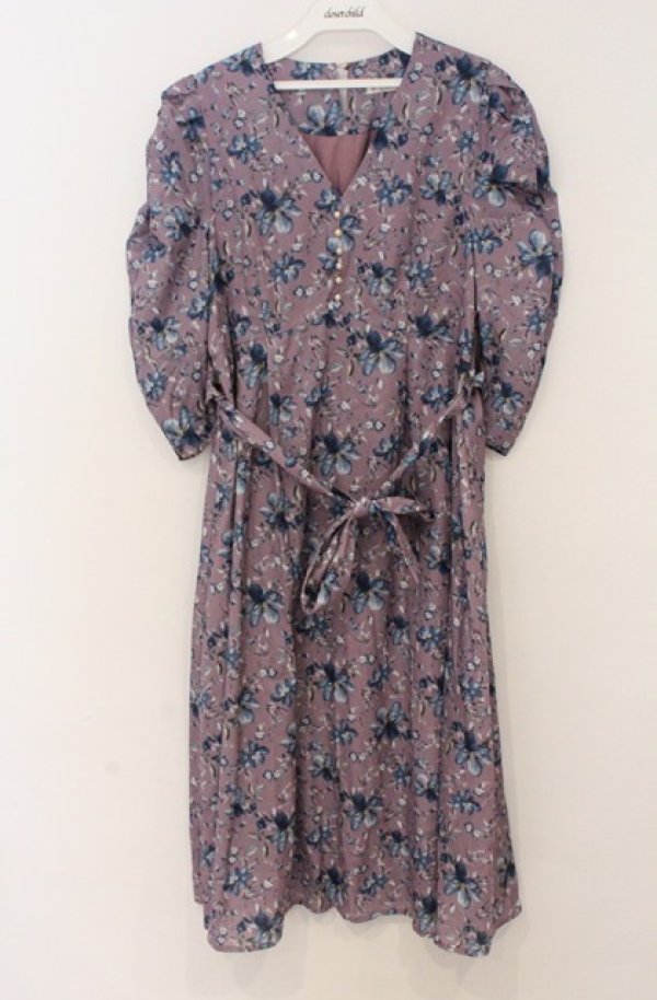 画像1: axes femme / フラワー柄Vネックワンピース M ピンク O-26-03-16-057-AX-OP-IG-OS (1)